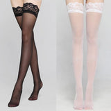 Sexy Lace Stockings With Silicone Straps - Anti-Skid Stockings - Black